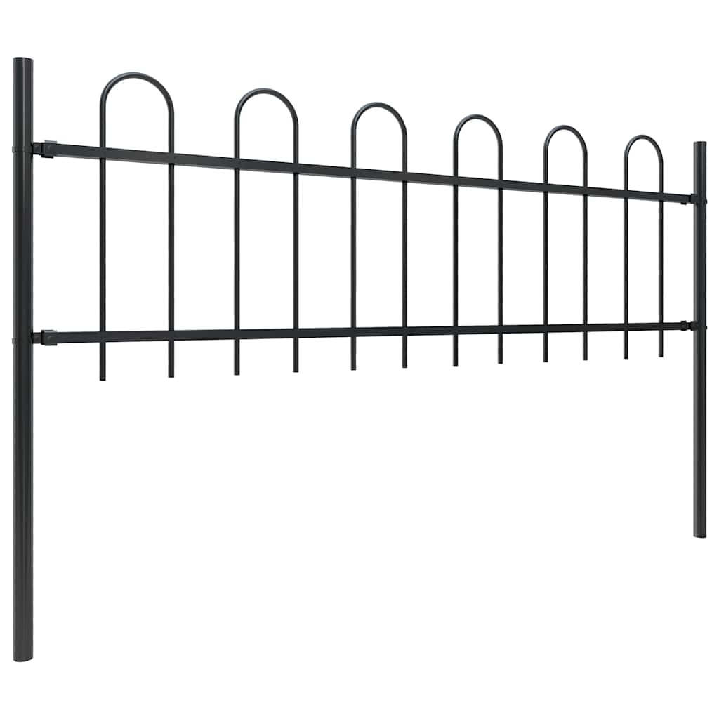 vidaXL Garden Fence "Boxtel" with Hoop Top Steel 170x60 cm Black 2