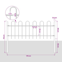 vidaXL Garden Fence "Boxtel" with Hoop Top Steel 170x60 cm Black 5