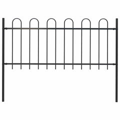 Garden Fence with Hoop Top Steel 337x80 cm Black 170 cm