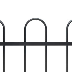 Garden Fence with Hoop Top Steel 337x80 cm Black 170 cm