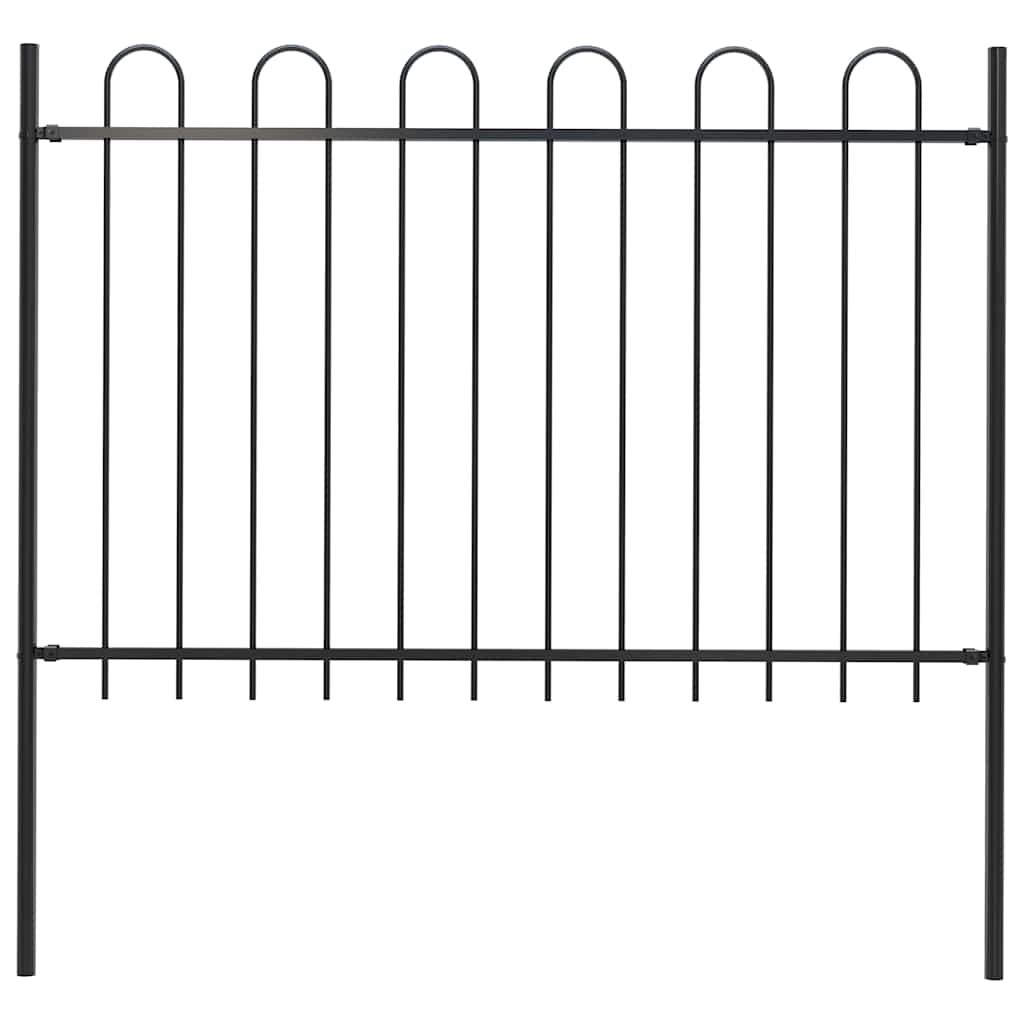 Garden Fence with Hoop Top Steel 337x120 cm Black 170 cm