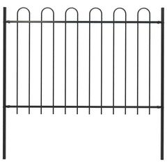 Garden Fence with Hoop Top Steel 337x120 cm Black 170 cm