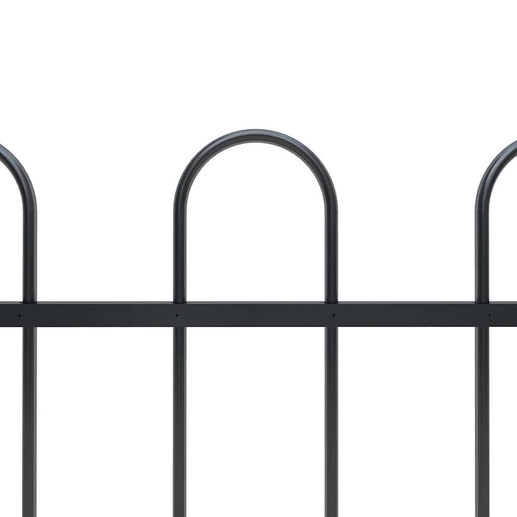 Garden Fence with Hoop Top Steel 337x120 cm Black 170 cm