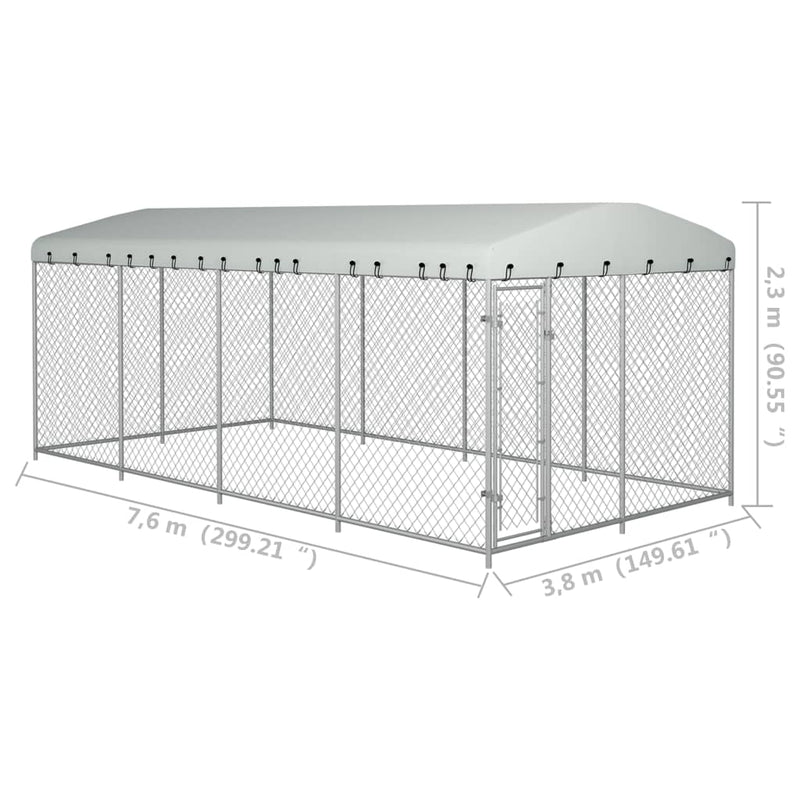 Outdoor Dog Kennel with Roof 8x4x2.3 m