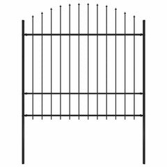 Garden Fence with Spear Top Steel 337x175 cm Black Height 150-175 cm 170 cm