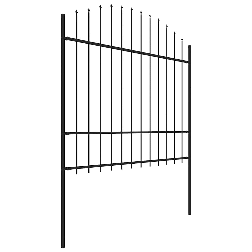 Garden Fence with Spear Top Steel 337x175 cm Black Height 150-175 cm 170 cm