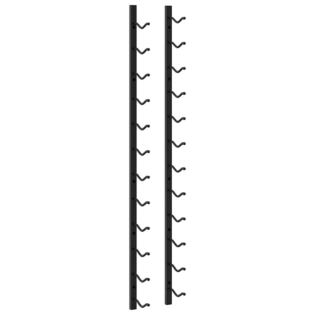 vidaXL Wall Mounted Wine Racks for 12 Bottles 2 pcs Black Iron 5