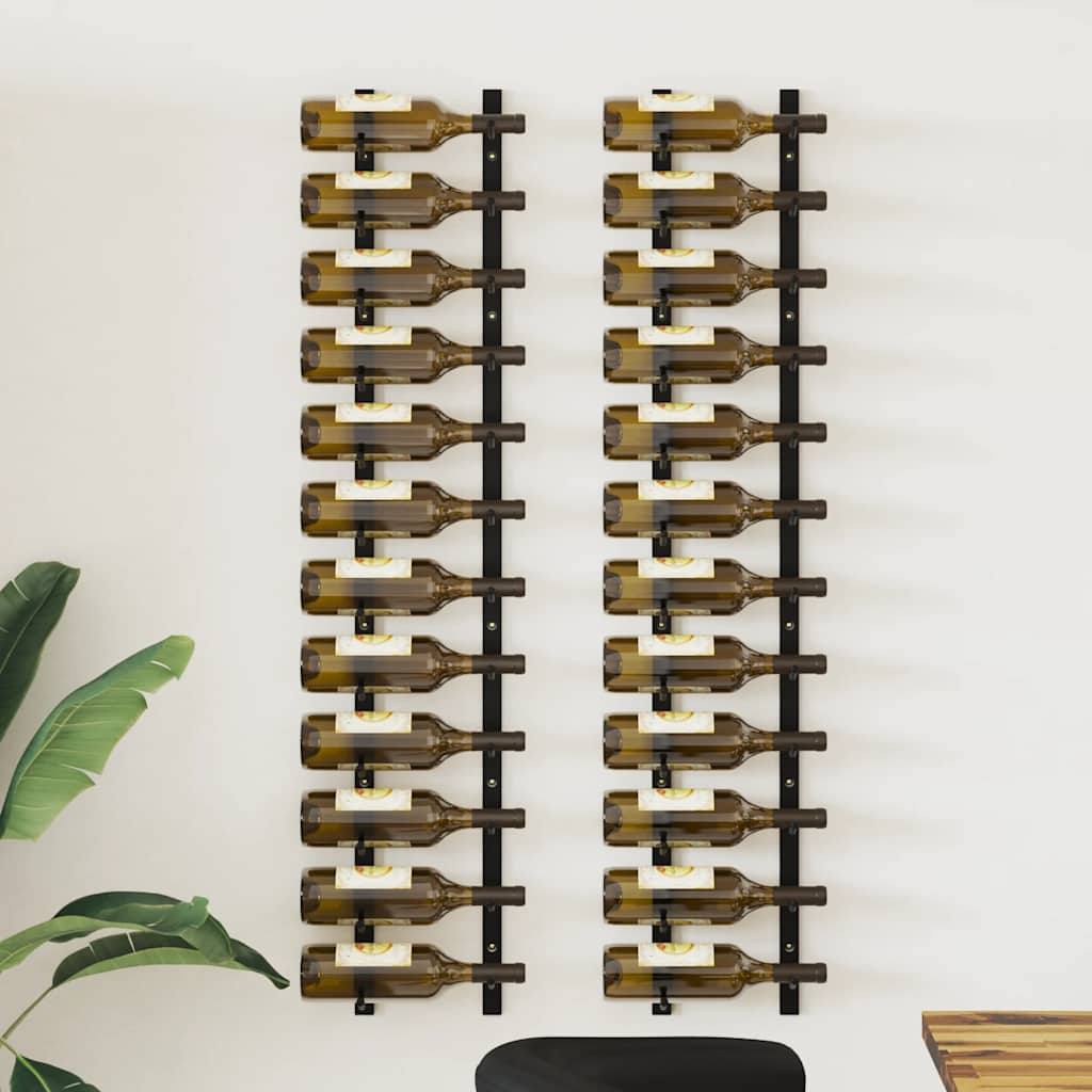 vidaXL Wall Mounted Wine Racks for 12 Bottles 2 pcs Black Iron 1