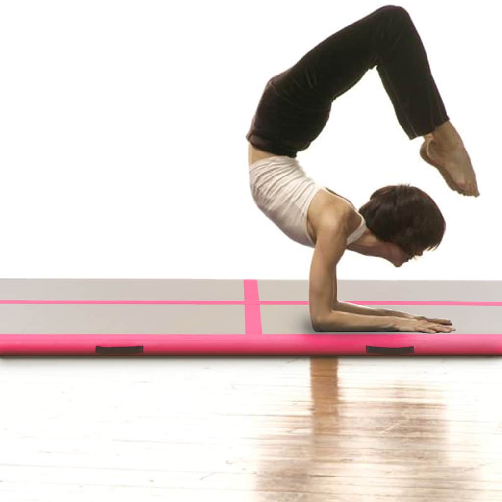 Inflatable Gymnastics Mat with Pump PVC Depth 100 cm Height 10 cm Pink 400 cm