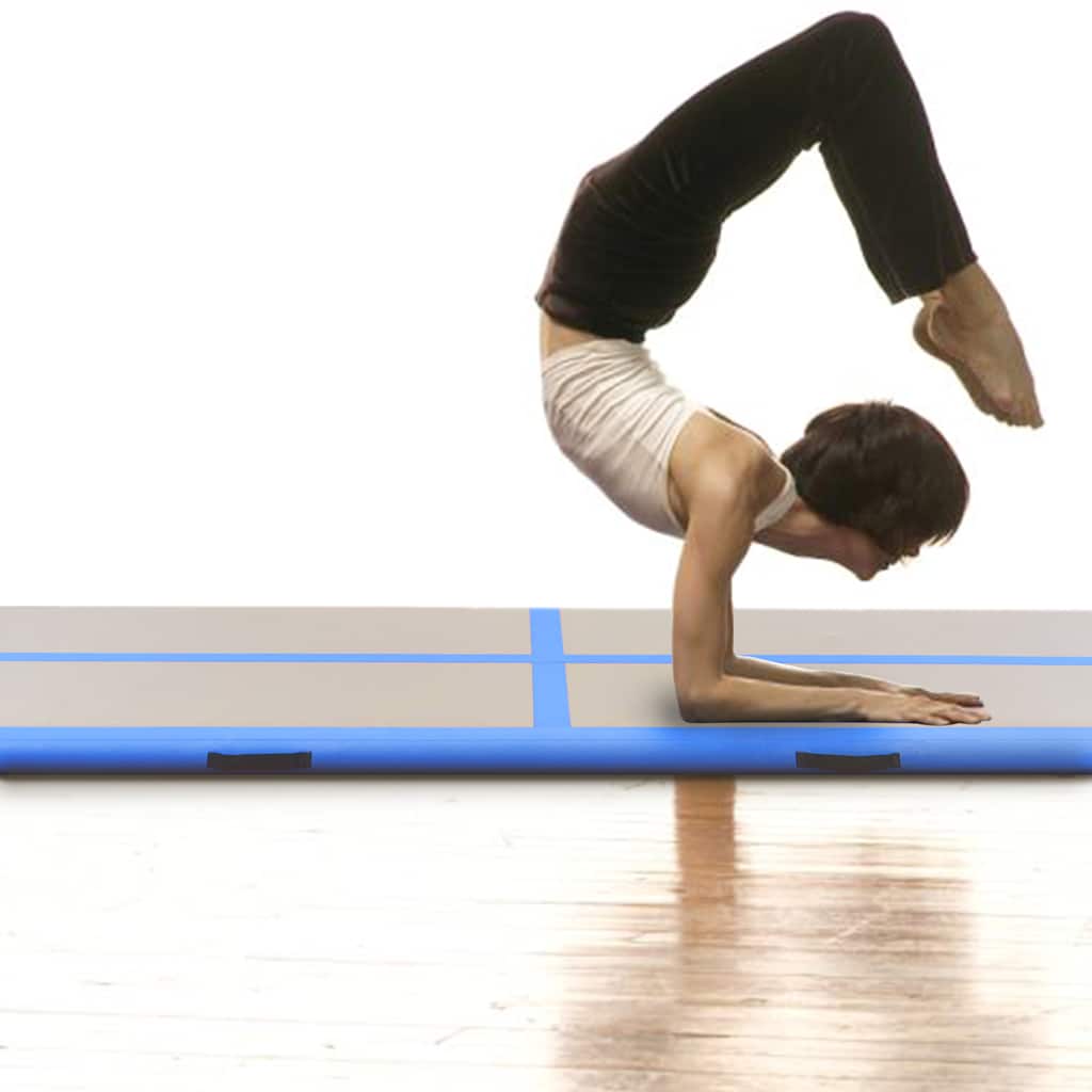 Inflatable Gymnastics Mat with Pump PVC Depth 100 cm Height 10 cm Blue 500 cm