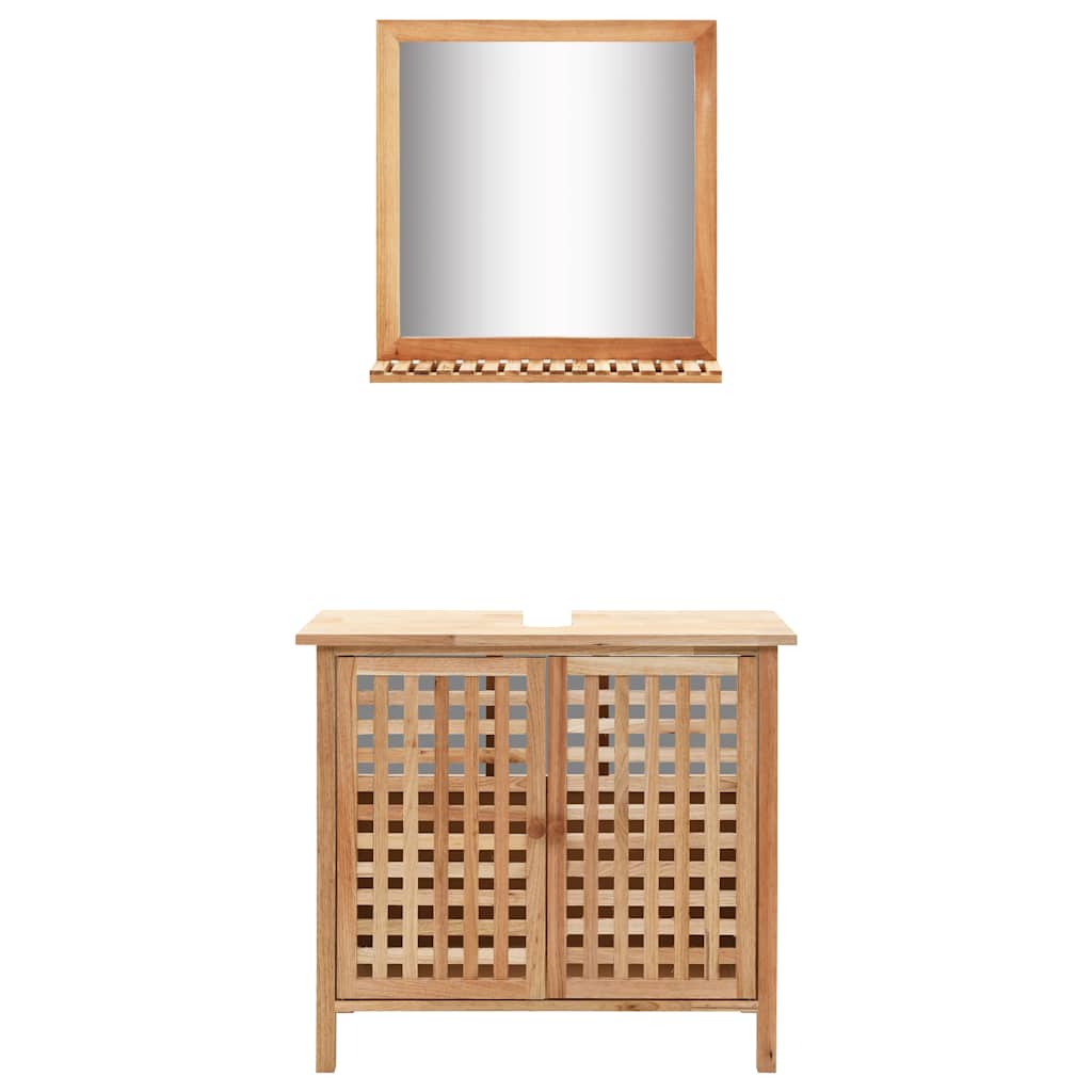247607 vidaXL Sink Cabinet with Mirror Solid Walnut Wood 1