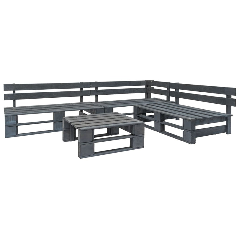 4 Piece Garden Pallets Lounge Set Wood Grey