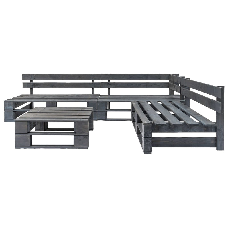 4 Piece Garden Pallets Lounge Set Wood Grey