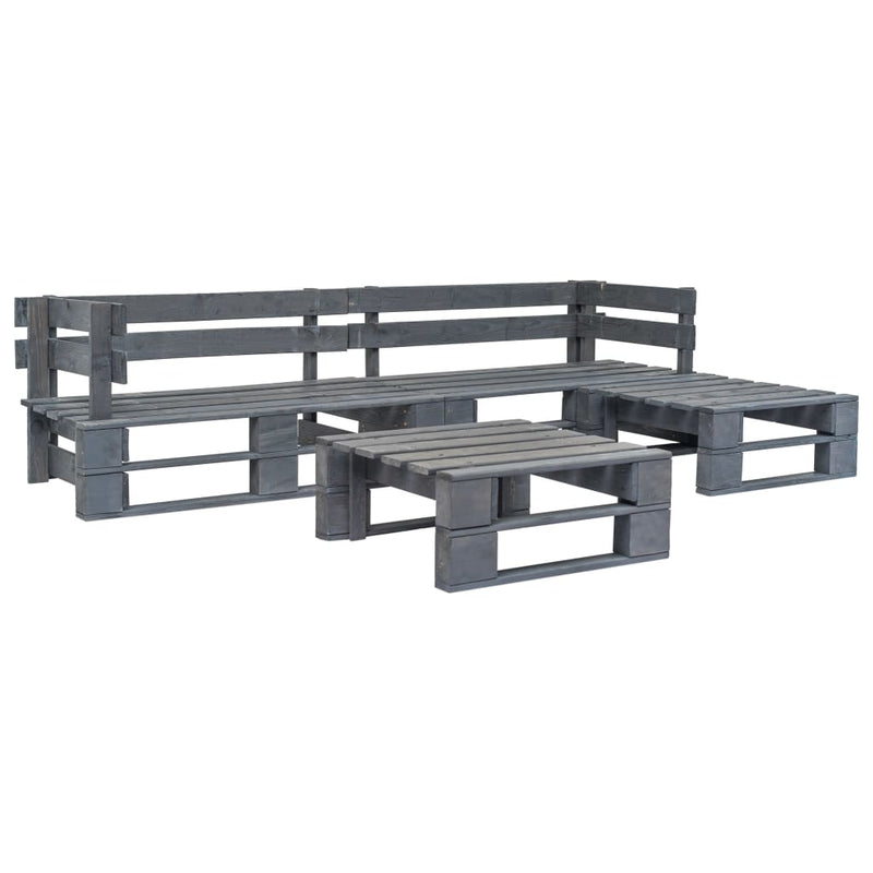 4 Piece Garden Pallets Lounge Set Wood Grey