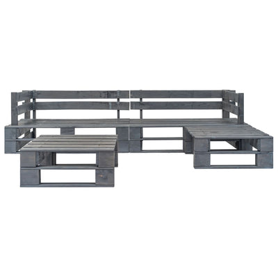 4 Piece Garden Pallets Lounge Set Wood Grey