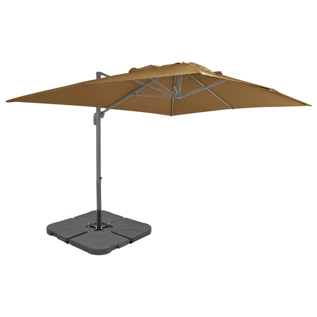 vidaXL Garden Parasol with Portable Base Taupe 1
