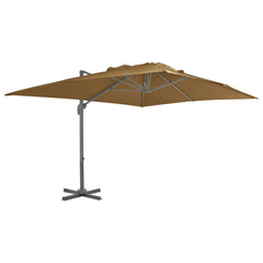 vidaXL Garden Parasol with Portable Base Taupe 2