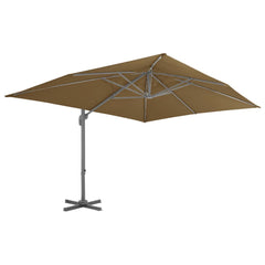 vidaXL Garden Parasol with Portable Base Taupe 3