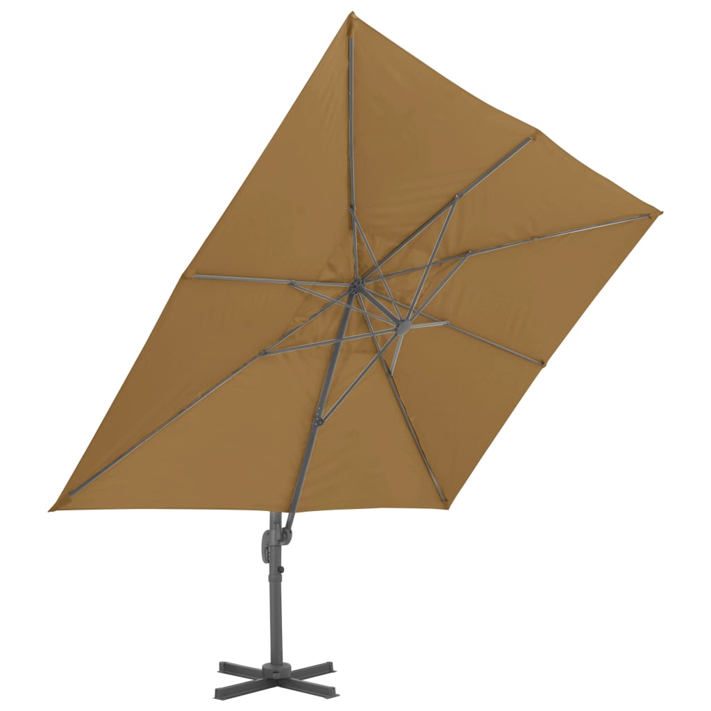 vidaXL Garden Parasol with Portable Base Taupe 4