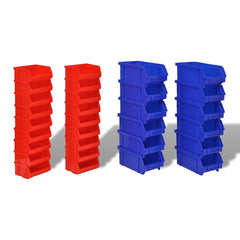 Wall Mounted Garage Plastic Storage Bin Set 30 pcs Blue & Red 3