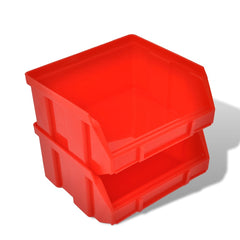 Wall Mounted Garage Plastic Storage Bin Set 30 pcs Blue & Red 5
