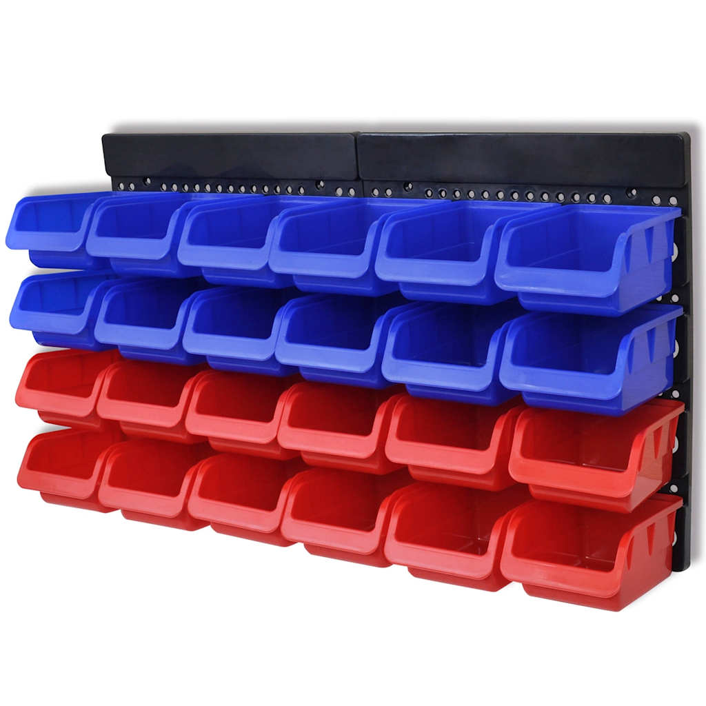 2 pcs Blue & Red Wall Mounted Garage Tool Organiser 1