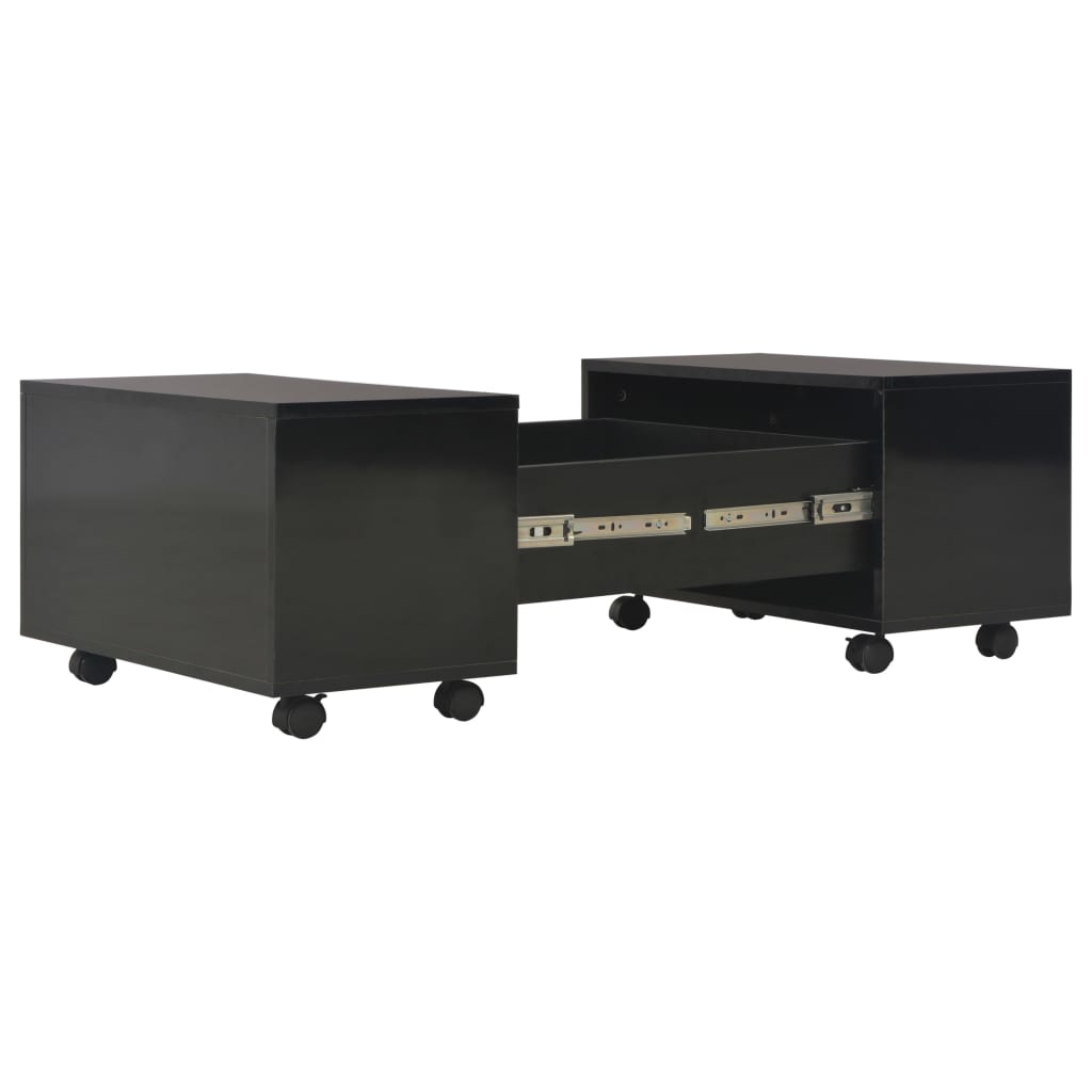vidaXL Coffee Table | High Gloss Black | Engineered wood | Medium | Extendable 5