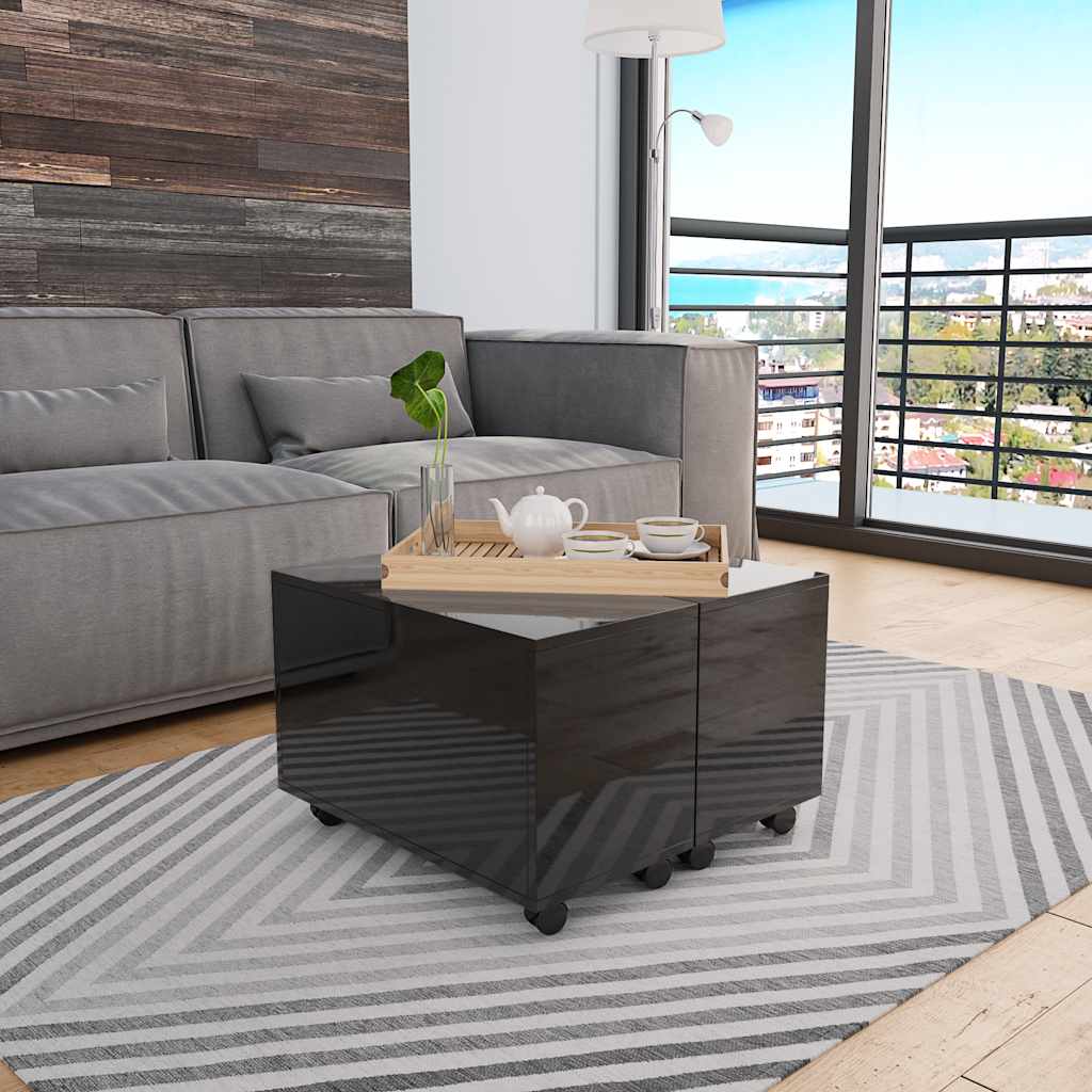 vidaXL Coffee Table | High Gloss Black | Engineered wood | Medium | Extendable 1