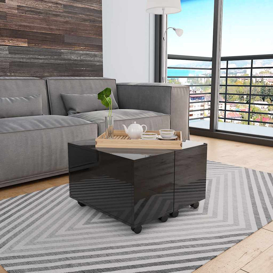vidaXL Coffee Table | High Gloss Black | Engineered wood | Medium | Extendable 1