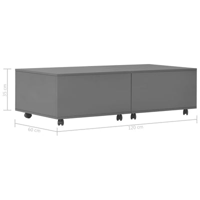 Coffee Table High Gloss Grey 120x60x35 cm