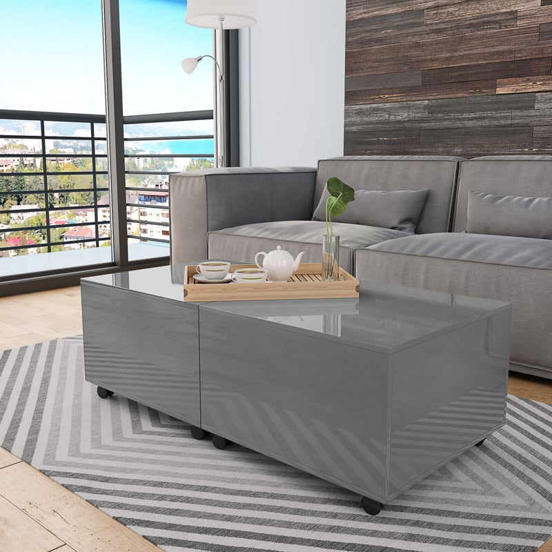 Coffee Table High Gloss Grey 120x60x35 cm