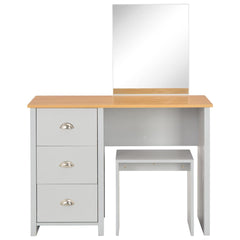 vidaXL Dressing Table with Mirror and Stool Grey 104x45x131 cm 4