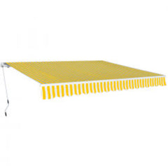 Folding Awning Manual Operated 600 cm Yellow and white