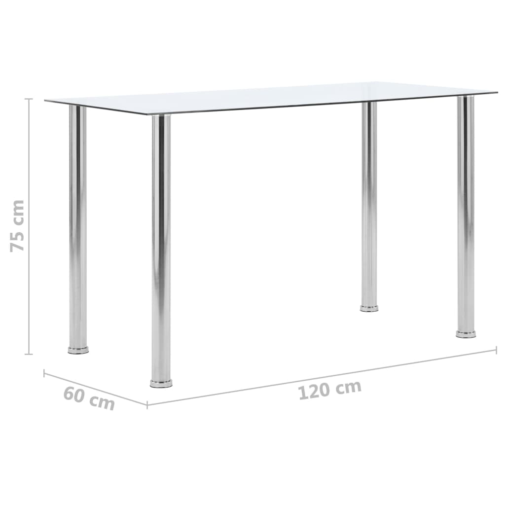 vidaXL Dining Table Transparent 120x60x75 cm Tempered Glass 5