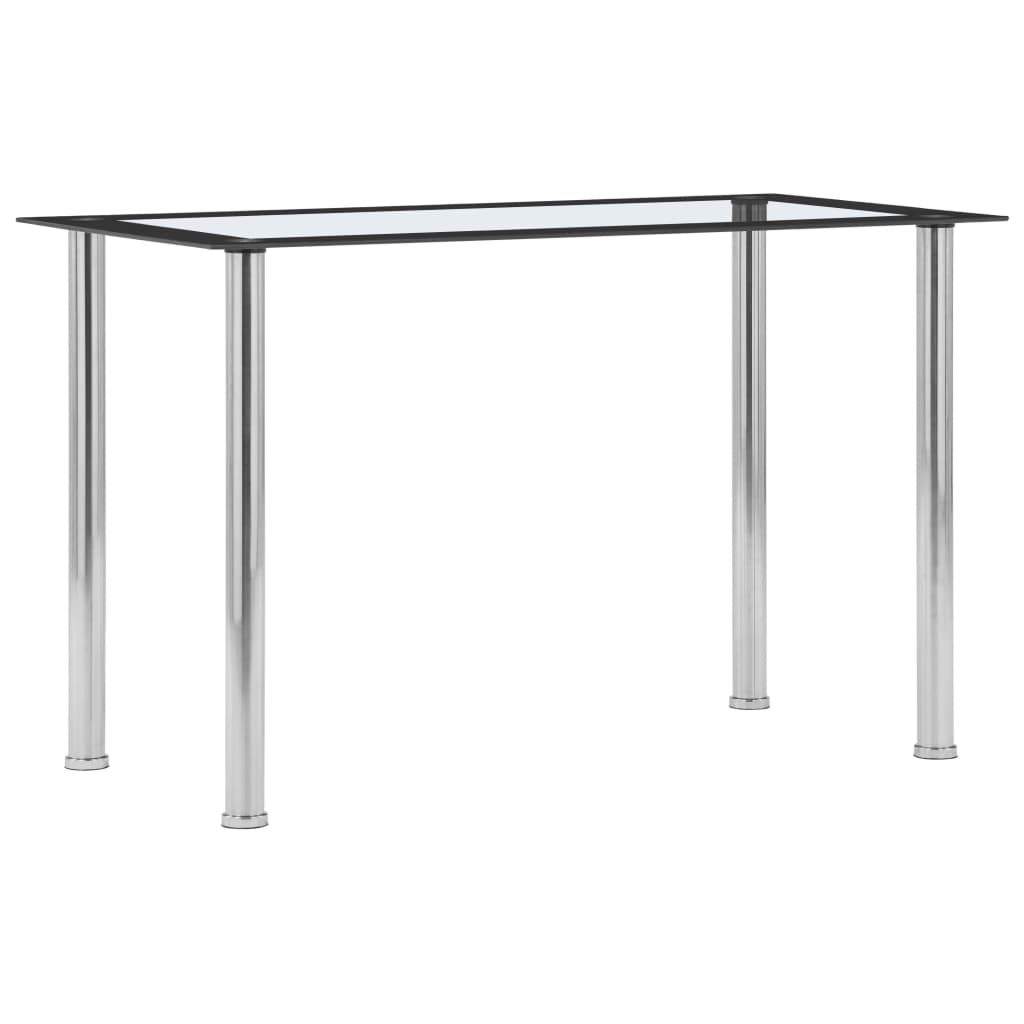 vidaXL Dining Table Black and Transparent 120x60x75 cm Tempered Glass 1