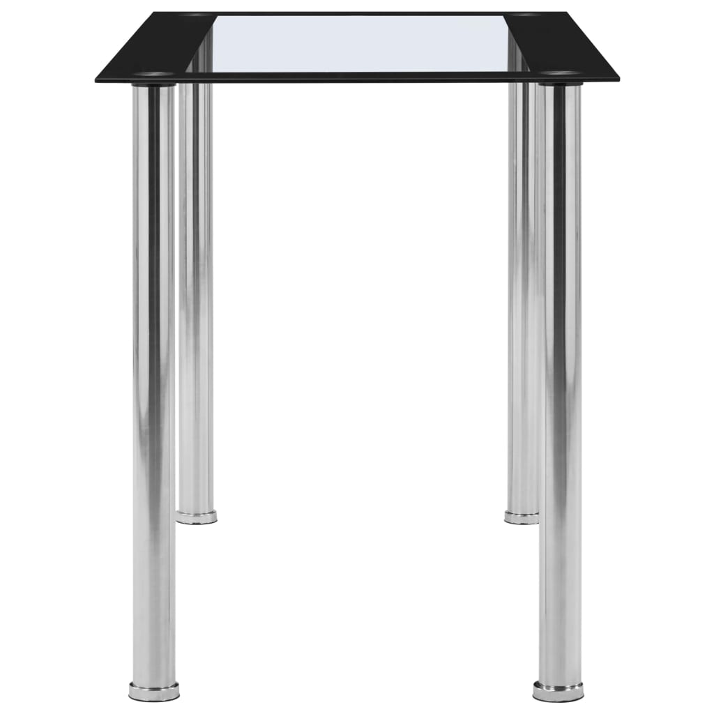 vidaXL Dining Table Black and Transparent 120x60x75 cm Tempered Glass 3