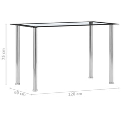 vidaXL Dining Table Black and Transparent 120x60x75 cm Tempered Glass 5