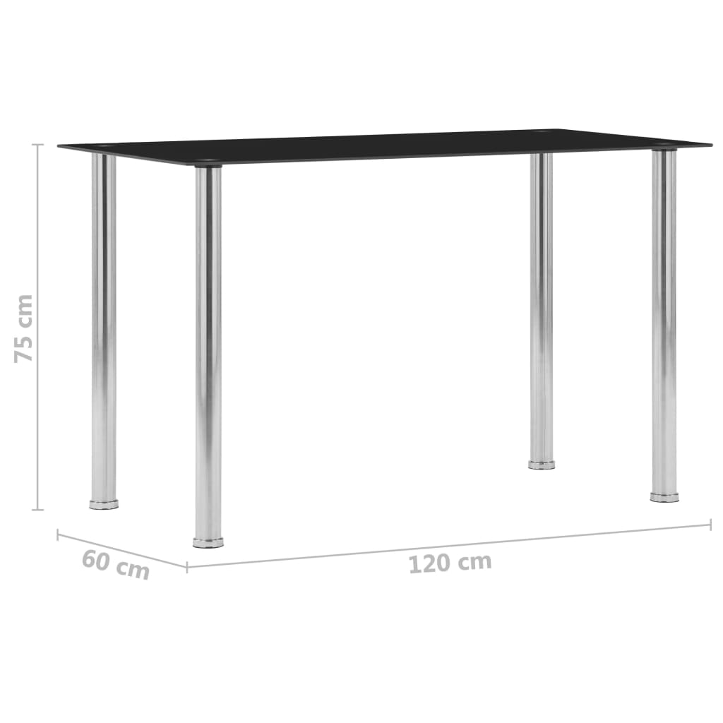 vidaXL Dining Table Black 120x60x75 cm Tempered Glass 5