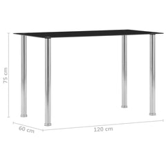 vidaXL Dining Table Black 120x60x75 cm Tempered Glass 5