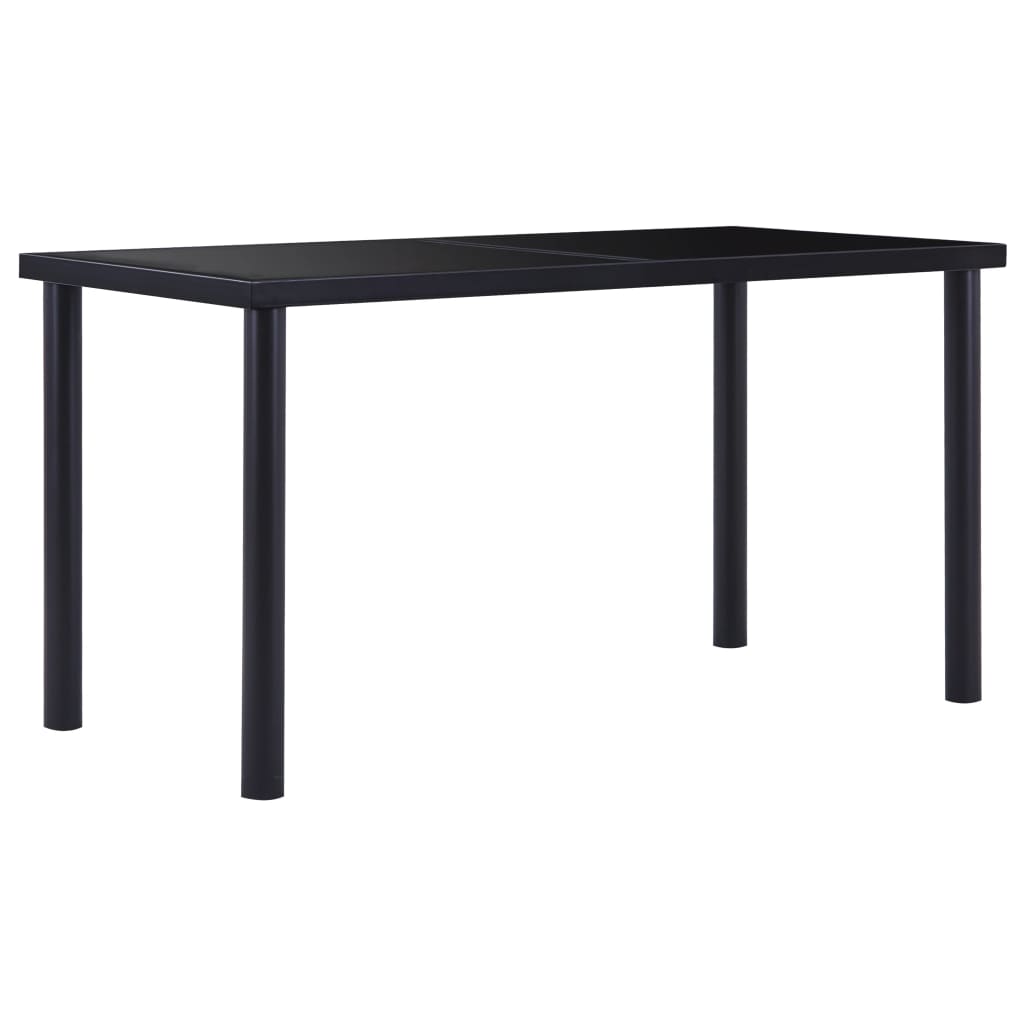vidaXL Dining Table Black 140x70x75 cm Tempered Glass 1