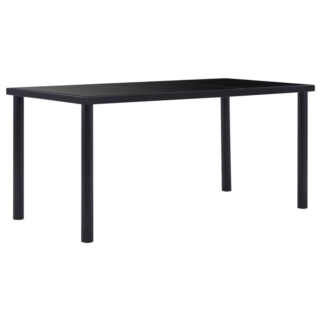 vidaXL Dining Table Black 160x80x75 cm Tempered Glass 1