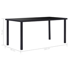 vidaXL Dining Table Black 160x80x75 cm Tempered Glass 5