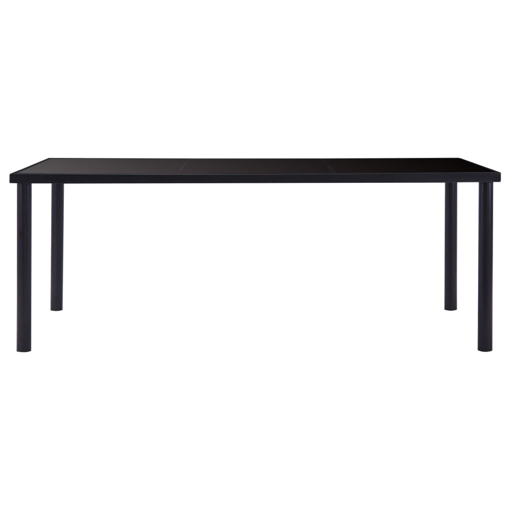 vidaXL Dining Table Black 200x100x75 cm Tempered Glass 2