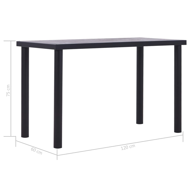 Dining Table Black and Concrete Grey 120x60x75 cm MDF