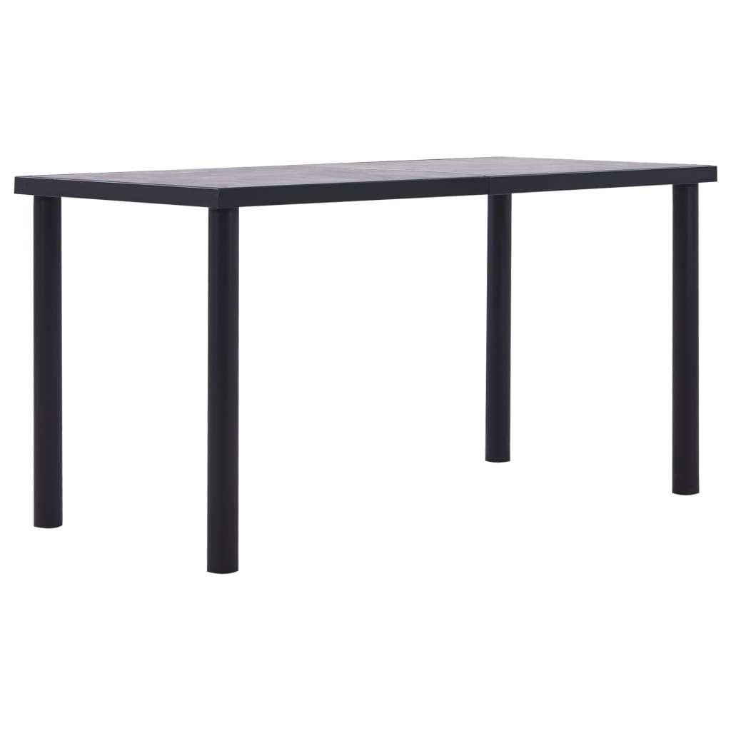 vidaXL Dining Table Black and Concrete Grey 140x70x75 cm MDF 1