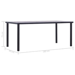 vidaXL Dining Table Black and Concrete Grey 180x90x75 cm MDF 5