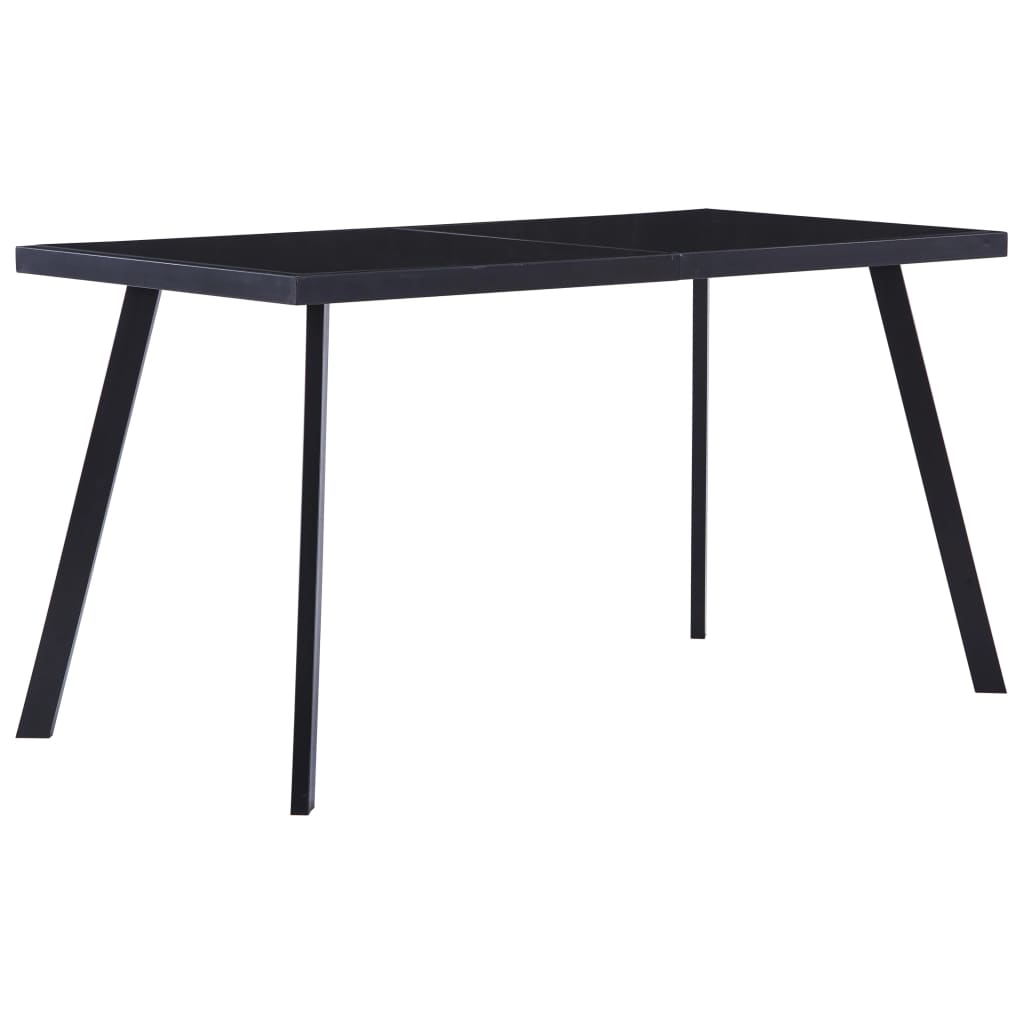 vidaXL Dining Table Black 140x70x75 cm Tempered Glass 1