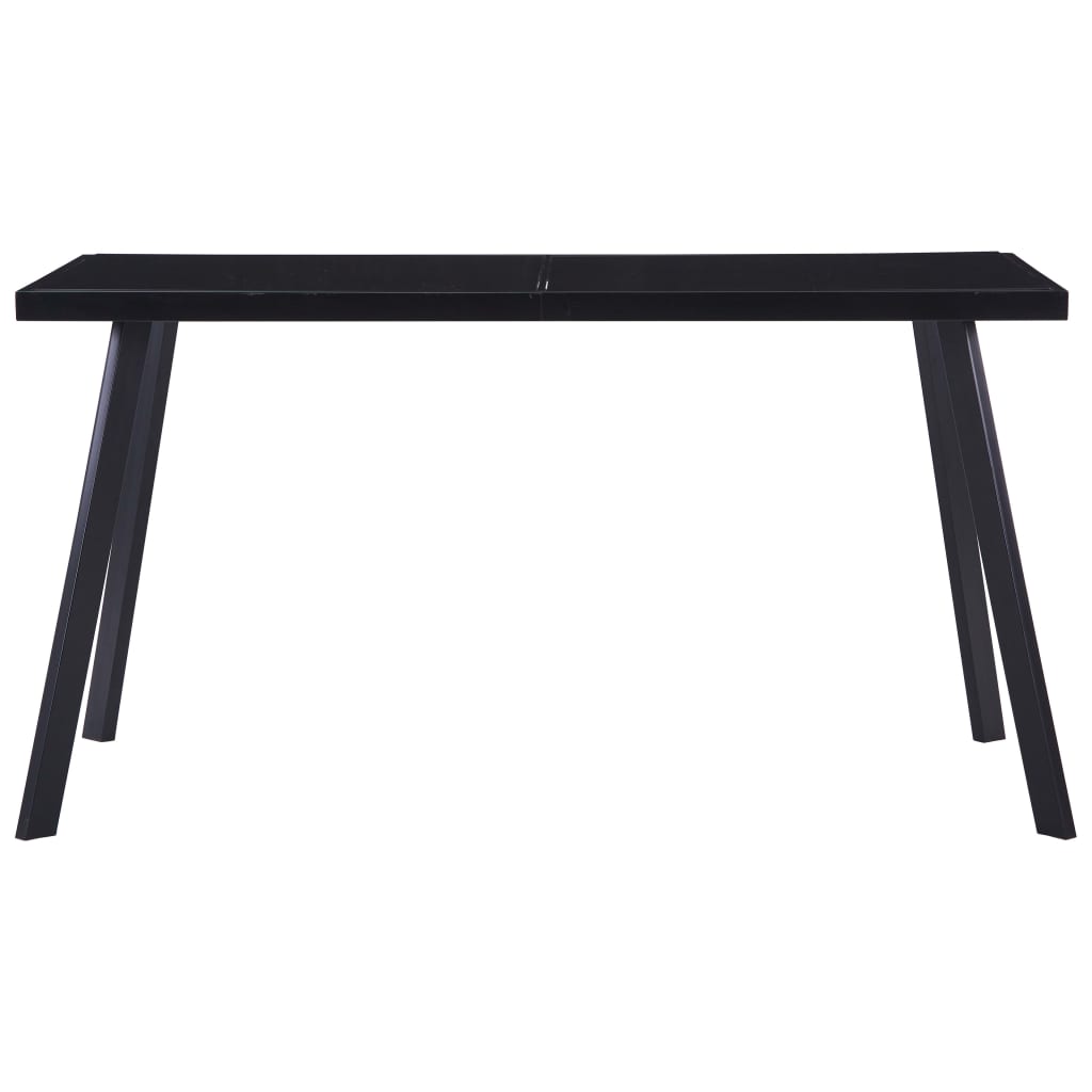 vidaXL Dining Table Black 140x70x75 cm Tempered Glass 2