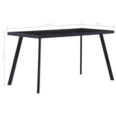 vidaXL Dining Table Black 140x70x75 cm Tempered Glass 5