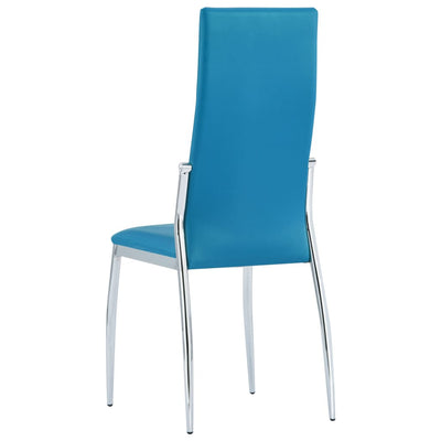 Dining Chairs 4 pcs Blue Faux Leather